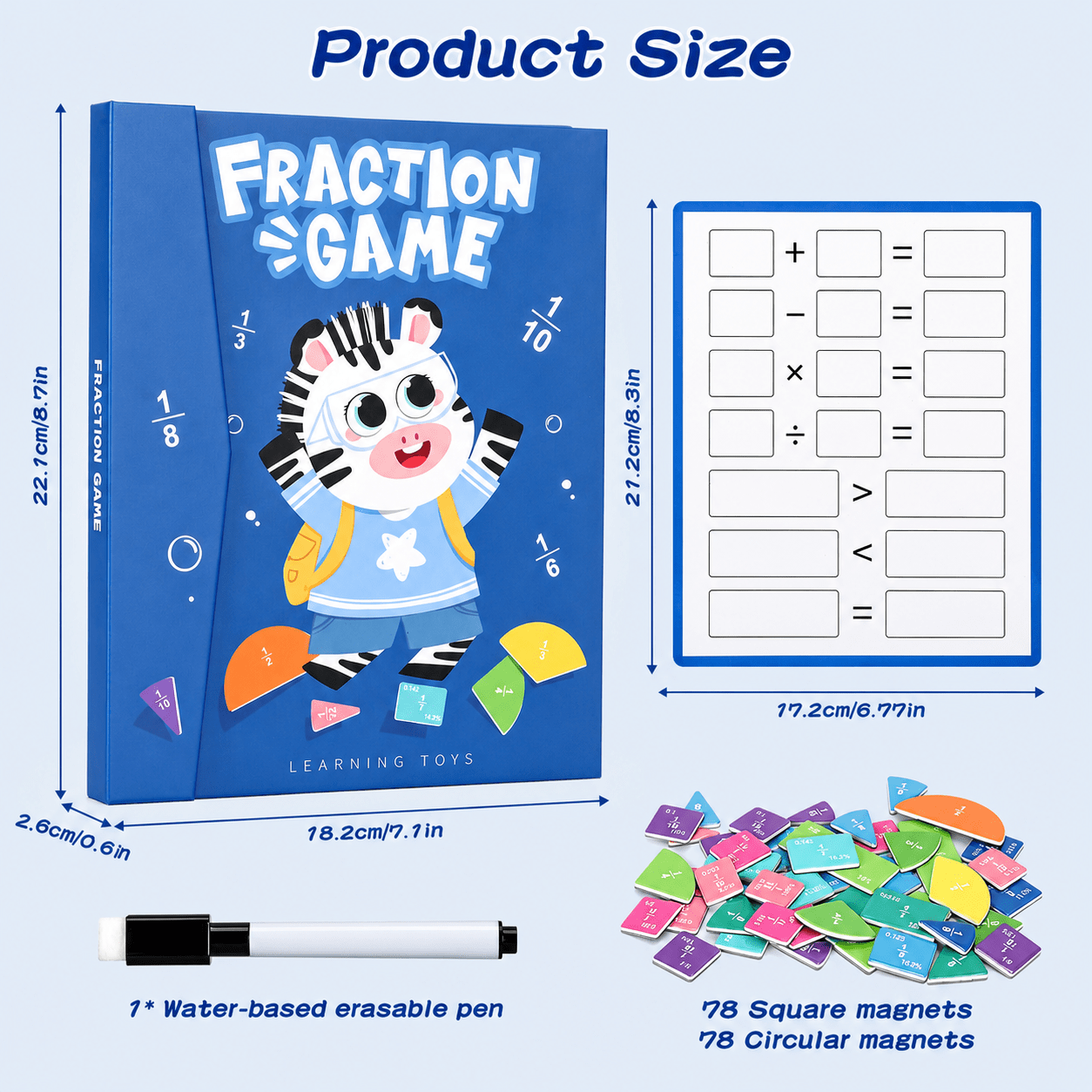 Magnetic Fraction Tiles & Circles Math Set