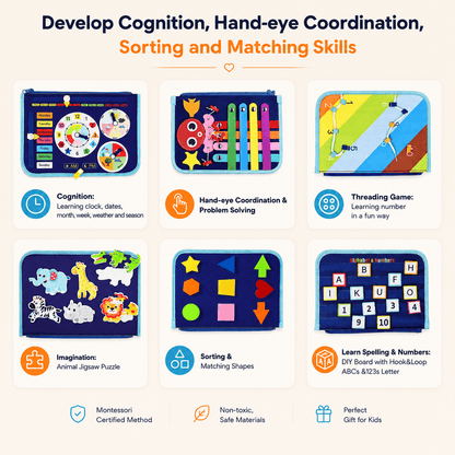 Montessori Busy Board - Upgraded Edition
