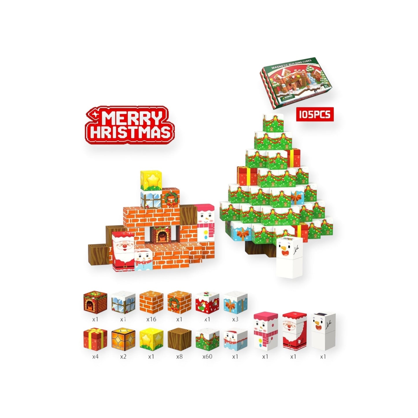 Montessori Christmas Magnetic Blocks