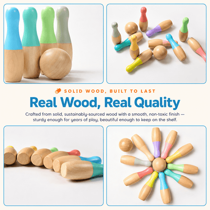 Montessori Rainbow Wooden Bowling Set