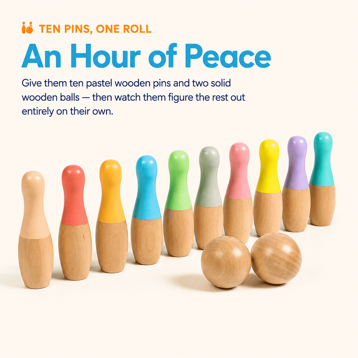 Montessori Rainbow Wooden Bowling Set