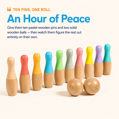 Montessori Rainbow Wooden Bowling Set