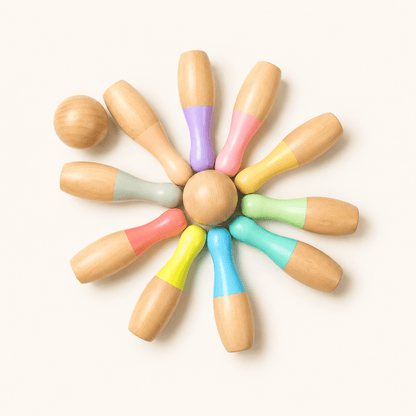 Montessori Rainbow Wooden Bowling Set