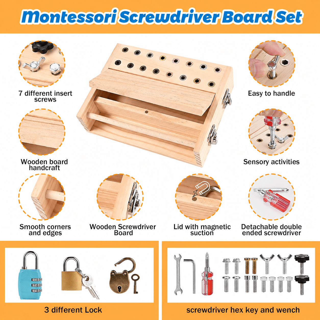 Montessori Screwdriver Board Set 18-in-1
