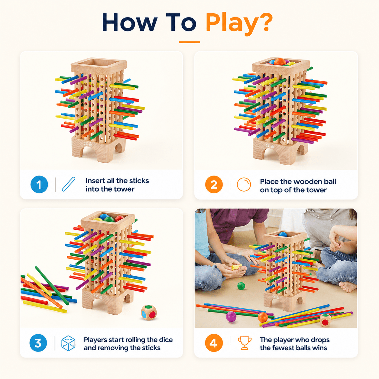 Montessori Stick Drop Tower Game