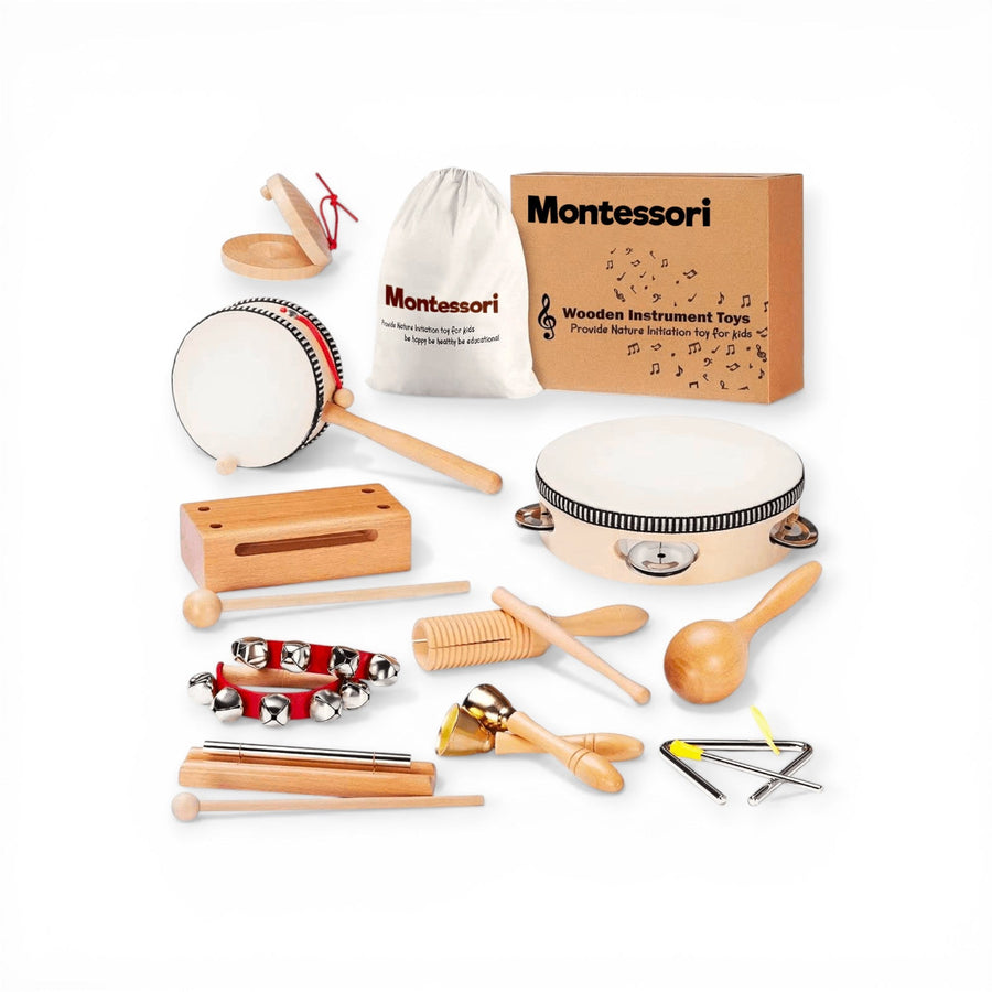 Montessori Wooden Music Instruments Set (10 Instruments) Litlle Montessori