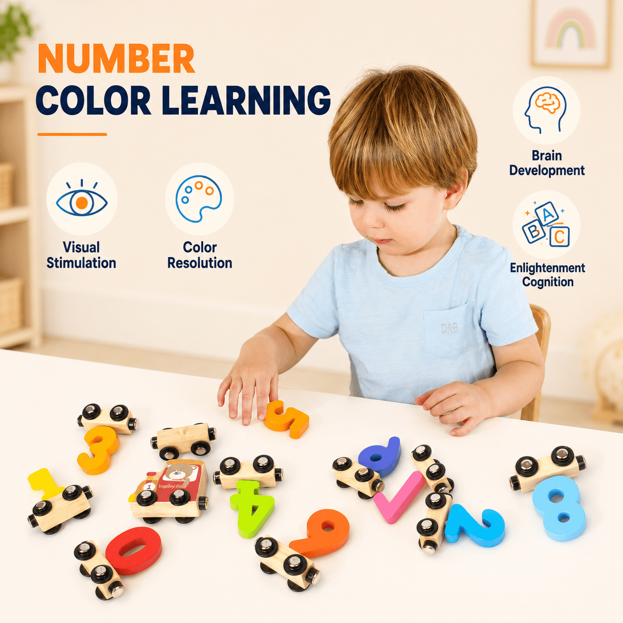 Montessori Wooden Number Train Set